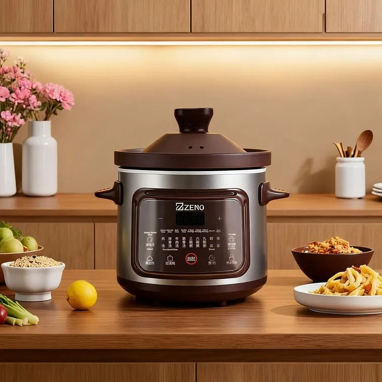 (Bulk price available) ZENO Purple Clay Electric Simmer Pot,Multifunctional Electric Casserole 8 StewPot, 4L-ZSD-406U