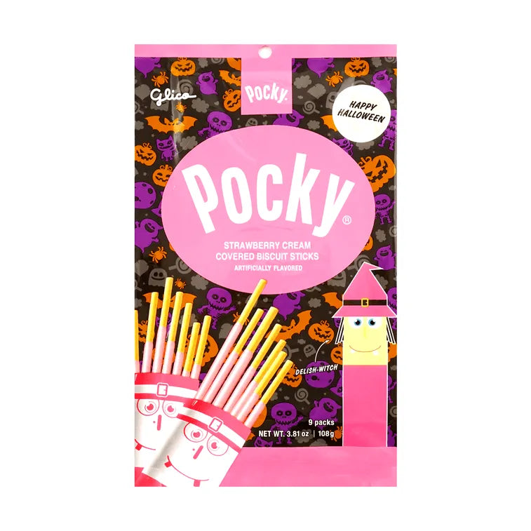 (Bulk price available) [Limited Edition] Pocky Strawberry Cream Cookie Sticks - Family Pack, 9 Packs, 3.81oz