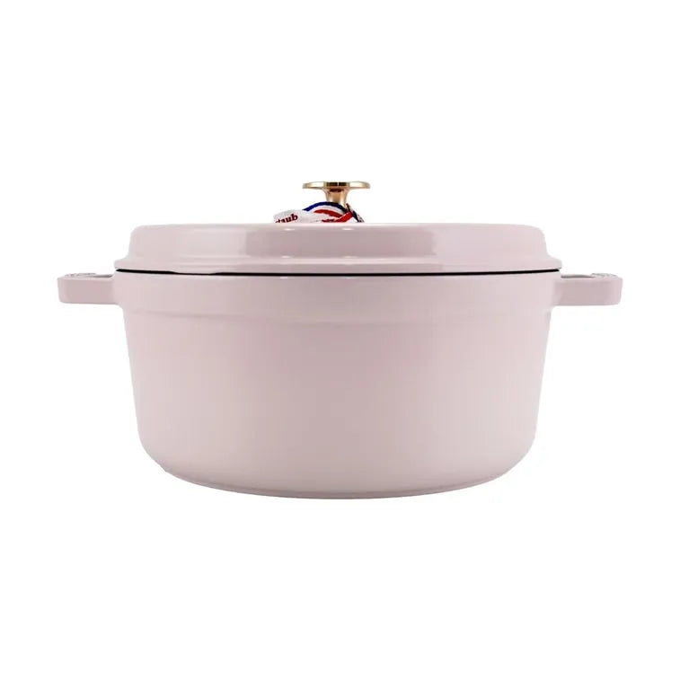 (Bulk price available) STAUB Round Dutch Oven, Enamel - coated Cast - iron with Double Ears, Peony Pink,4QT