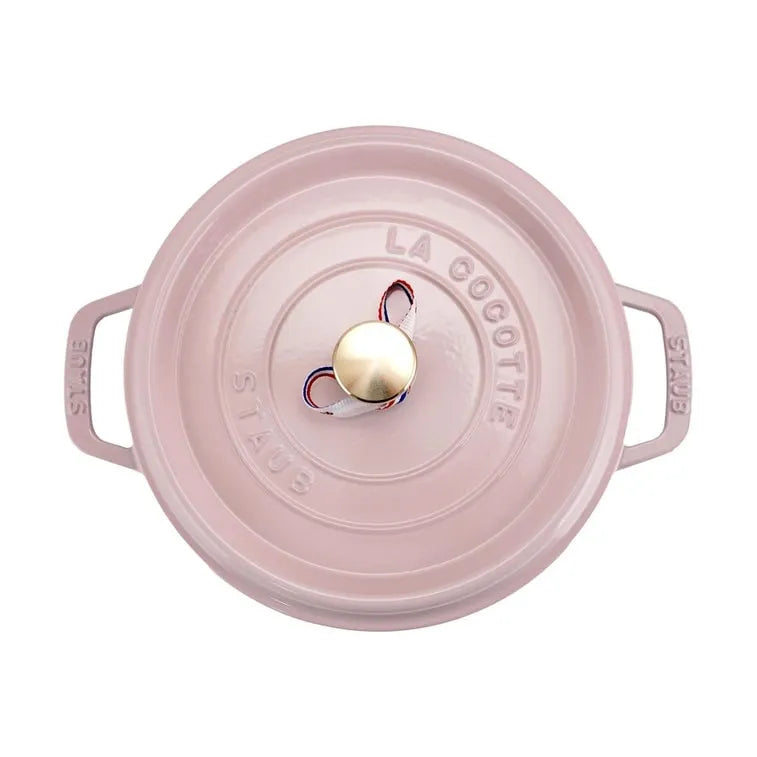 (Bulk price available) STAUB Round Dutch Oven, Enamel - coated Cast - iron with Double Ears, Peony Pink,4QT